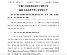 宁德时代：2022年半年度拟